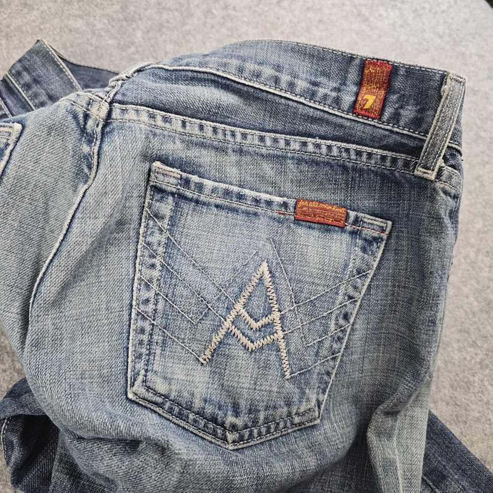 7 For All Mankind A Pocket Jeans Women's 30x32 Bootcut Y2k Low Rise Distressed - Picture 10 of 12